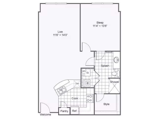 1 Bed • 1 Bath 3135 floor plan